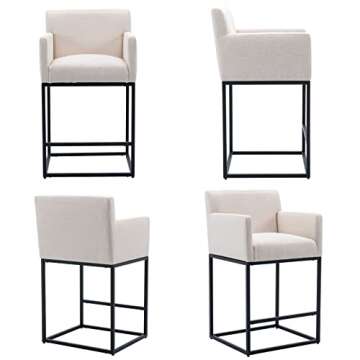 Stylish Modern Linen Upholstered Bar Stools Set of 2