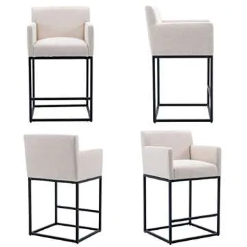 Stylish Modern Linen Upholstered Bar Stools Set of 2