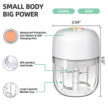 Electric Garlic Chopper - 350ML Portable Veggie Grinder