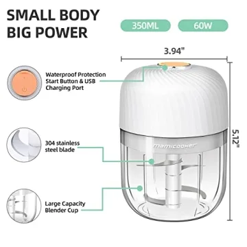 Electric Garlic Chopper - 350ML Portable Veggie Grinder