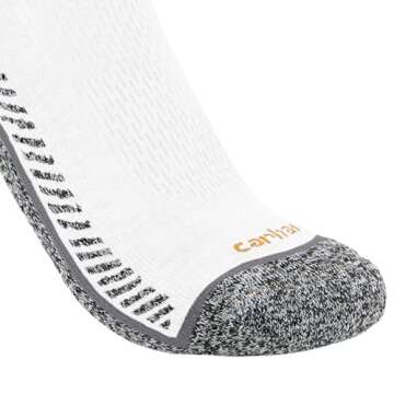 Carhartt Men's Force Performance Work Socks 3 Pair Pack - Comfortable, Odor-Fighting, Breathable Fit