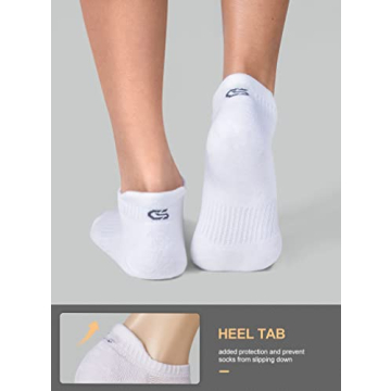 CS CELERSPORT Athletic Running Socks - 6 Pair Set, White