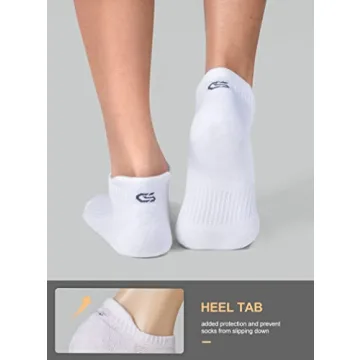 CS CELERSPORT Athletic Running Socks - 6 Pair Set, White