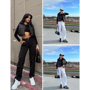 Daacee Women's Lightweight Winter Crop Puffer Vest Warm Sleeveless Zip Up Stand Collar Padded Gilet(0137-Black-L)