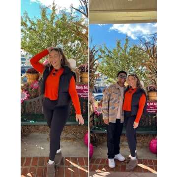 Daacee Women's Lightweight Winter Crop Puffer Vest Warm Sleeveless Zip Up Stand Collar Padded Gilet(0137-Black-L)