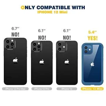 Diaclara iPhone 12 Mini Case - Full Body Rugged Case with Built-in Touch Sensitive Screen Protector, Soft TPU Bumper for iPhone 12 Mini 5.4" (Blue and Clear)