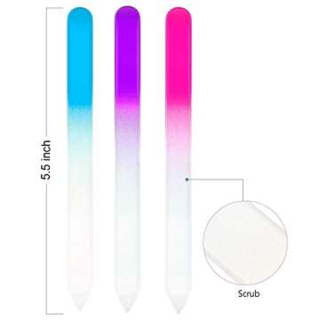 24 Pieces Glass Nail Files Fingernail File Czech Crystal Glass Nail Files Buffer Nail Care Manicure Tools Set Gradient Rainbow Color for Natural Nail (14 x 1.2 x 0.3 cm, Blue, Purple, Pink)
