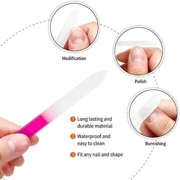 24 Pieces Glass Nail Files Fingernail File Czech Crystal Glass Nail Files Buffer Nail Care Manicure Tools Set Gradient Rainbow Color for Natural Nail (14 x 1.2 x 0.3 cm, Blue, Purple, Pink)