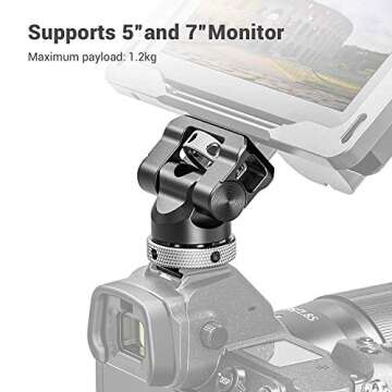 SmallRig Field Monitor Mount Holder with Cold Shoe and 1/4" Inch Screw for 5 Inch and 7 Inch Monitor, with 360 Degree Swivel and 140 Degree Tilt, Rubber Cushion, Aluminum Alloy Build - BSE2346