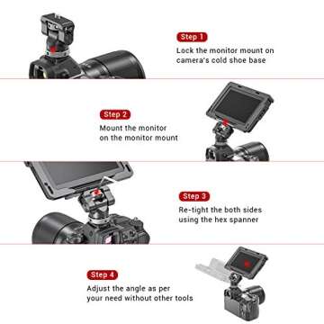 SmallRig Field Monitor Mount Holder with Cold Shoe and 1/4" Inch Screw for 5 Inch and 7 Inch Monitor, with 360 Degree Swivel and 140 Degree Tilt, Rubber Cushion, Aluminum Alloy Build - BSE2346