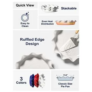 LE TAUCI Ceramic Pie Pans - Elegant Deep Dish Baking Set