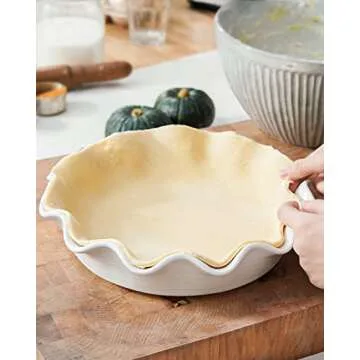 LE TAUCI 11 Inch Ceramic Pie Pans - Set of 2 Deep Dish Baking Dishes