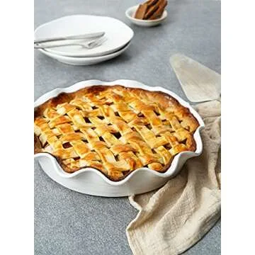 LE TAUCI 11 Inch Ceramic Pie Pans - Set of 2 Deep Dish Baking Dishes