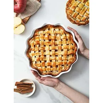 LE TAUCI 11 Inch Ceramic Pie Pans - Set of 2 Deep Dish Baking Dishes