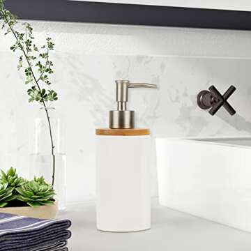 Whiidoom Ceramic Soap Dispenser Hand Soap Dispenser Refillable Liquid Great for Kitchen and Bathroom Decorative (White)