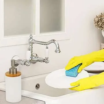 Whiidoom Ceramic Soap Dispenser Hand Soap Dispenser Refillable Liquid Great for Kitchen and Bathroom Decorative (White)