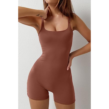 QINSEN Women's Yoga Jumpsuit with Built-in Bra & Moisture-Wicking