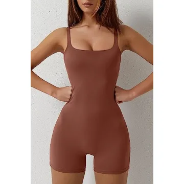 QINSEN Women's Yoga Jumpsuit with Built-in Bra & Moisture-Wicking