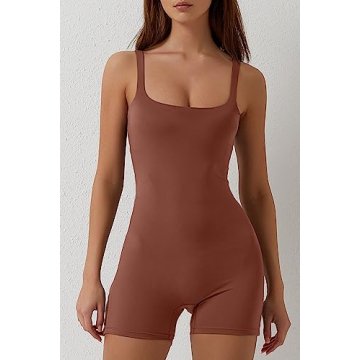 QINSEN Women's Yoga Jumpsuit with Built-in Bra & Moisture-Wicking