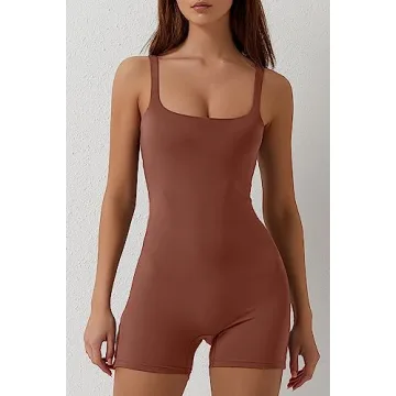 QINSEN Women's Yoga Jumpsuit with Built-in Bra & Moisture-Wicking