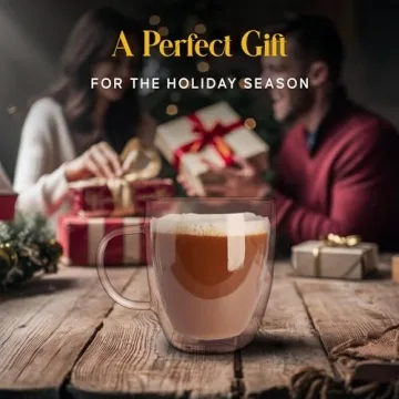 Elegant Kitchables 20oz Double Walled Glass Coffee Mugs Set of 2