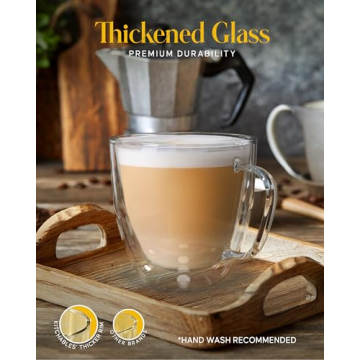 Elegant Kitchables 20oz Double Walled Glass Coffee Mugs Set of 2