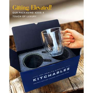 Elegant Kitchables 20oz Double Walled Glass Coffee Mugs Set of 2