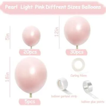 Pearl Pink Balloons Double Stuffed Light Pink Balloons Thick Latex Macaron Baby Pink Different Sizes 18/12/5in Pastel Pink Balloon Arch Kit For Valentines Day Baby Shower Wedding Birthday Party Decor