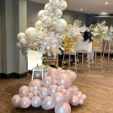 Pearl Pink Balloons Double Stuffed Light Pink Balloons Thick Latex Macaron Baby Pink Different Sizes 18/12/5in Pastel Pink Balloon Arch Kit For Valentines Day Baby Shower Wedding Birthday Party Decor