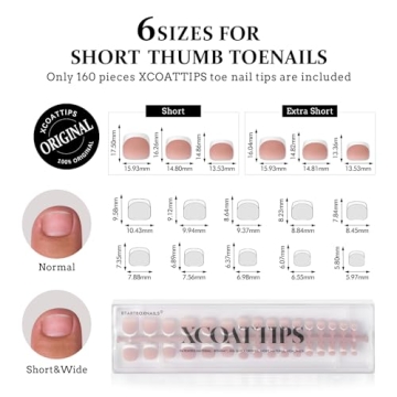 BTArtboxnails Short French Tip Toe Nail Tips - 160Pcs