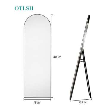 Otlsh Floor Mirror, 59"×18" Arched Full Length Mirror Arched with Stand, Standing Mirror, Full Body...