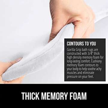 Gorilla Grip Thick Memory Foam Bath Rugs, Soft Absorbent Velvet Bathroom Mats, Durable Dots on Underside, Machine Washable Bathmat, Carpet Rug Room Decor for Shower Floor, 30x20 Mat, White