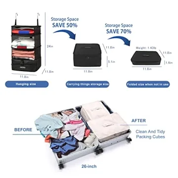 TABITORA Portable Hanging Travel Shelves Bag Organizer