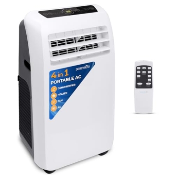SereneLife Small Air Conditioner Portable 12,000 BTU with Dehumidifier + Heat