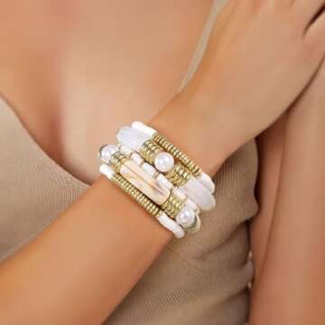 Emibele Bamboo Tube Bangles Bracelet Stack, Chunky Curved Stacking Bracelet Set, Colorful Acrylic Be...