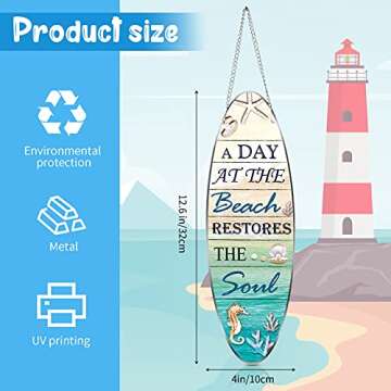 Hotop Beach Sign Decor Hanging Sea Decorations | Vibrant Metal Plaque for Beach Vibes