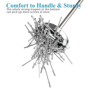 Rechabite Telescoping Magnetic Sweeper Pickup Tool, Screws Parts Finder with 35LB Pull Capacity, Retractable 8.6" to 33" with Strong Magnet, Pick up Nails, Screws, and Metal Parts