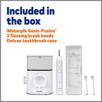 Waterpik Sonic-Fusion Professional Flossing, Electric Toothbrush & Water Flosser Combo in One, SF-02, White