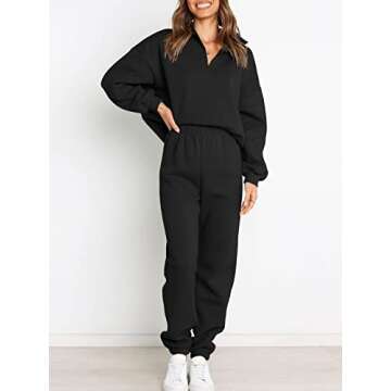 Prinbara Women 2 Piece Outfits Sweat Set 2024 Winter Oversized Sweatshirts Jogger Sweatpants Lounge ...