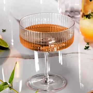 Montex 6 Pcs Ribbed Coupe Glasses - Elegant Cocktailware