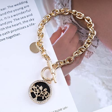 Zeshimb Chunky Chain Gold Link Bracelet for Women