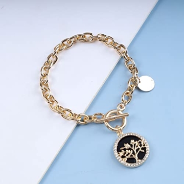 Zeshimb Chunky Chain Gold Link Bracelet for Women