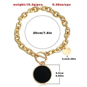 Zeshimb Chunky Chain Gold Link Bracelet for Women
