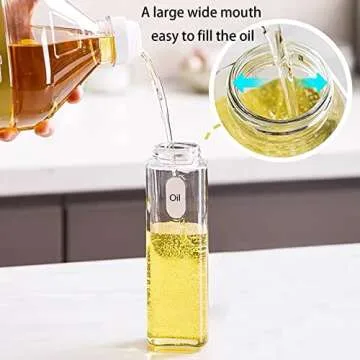 Cedilis 4 Pack Olive Oil Dispenser Bottle, 17oz Clear Glass Vinegar Cruet Bottle with Label, Leak Proof, BPA-free,Olive Oil Carafe Decanter for Kitchen