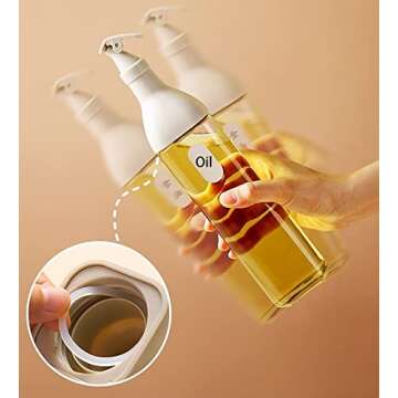 Cedilis 4 Pack Olive Oil Dispenser Bottle, 17oz Clear Glass Vinegar Cruet Bottle with Label, Leak Proof, BPA-free,Olive Oil Carafe Decanter for Kitchen