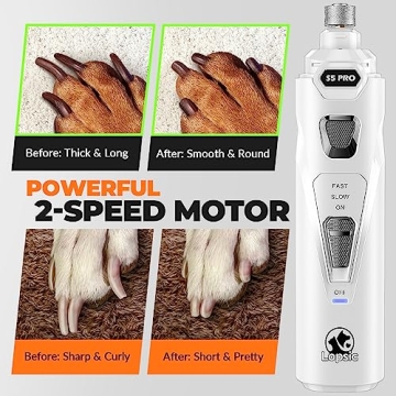 Super Quiet Dog Nail Grinder with Dual LED Lights - LOPSIC