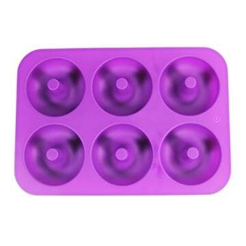 Silicone Baking Pan Donut, KOOTIPS Non-Stick Pan - 6 Full Size Doughnuts Shape - BPA Free Tray, Dishwasher/Microwave/Oven/Freezer Safe - Baking Pans and Molds (6 Full Size Pan)