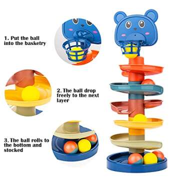 Beestech Ball Tower for Toddlers, Ball Drop and Roll Tower, Educational Development Toys for 2, 3, 4...