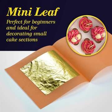 Edible Gold Leaf 24K by Barnabas Blattgold - Cake Decorations, Loose Gold Leaf Sheets for Cupcakes, 1.5 inches, Book of 12 Gold Foil Sheets