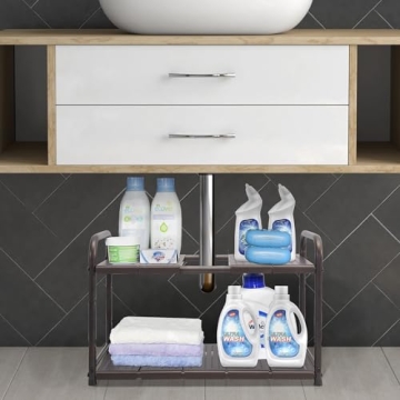 STORAGE MANIAC Under Sink Expandable Shelf Organizer